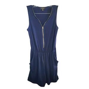 Espresso Women's Royal Blue Gold Zipper Romper Size Small